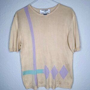 Tiferno Moda‎ - Australia 100% Silk Top Womens XL Minimalist Diamond Design